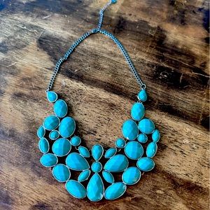 🦋 Retro Teal Stone Statement Necklace 🦋